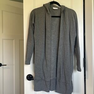 Soma Wknd‎ Cardigan Women Small Gray Hoodie Comfy Fleece Pockets Long Sleeve